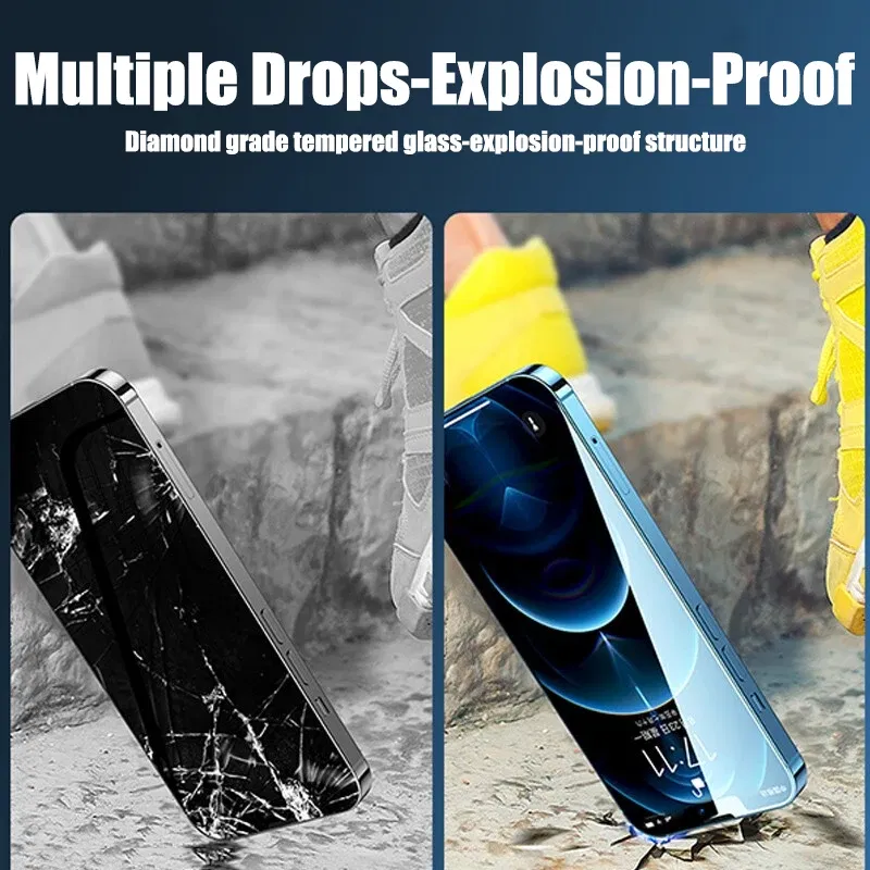 Color: Dark Blue, Bundle: 4 pieces - 4PCS Tempered Glass For iPhone 15 Pro Max 14 Pro 11 12 13 14 PRO MAX Screen Protector Glass For iPhone 15 14 Plus 13 12 Mini