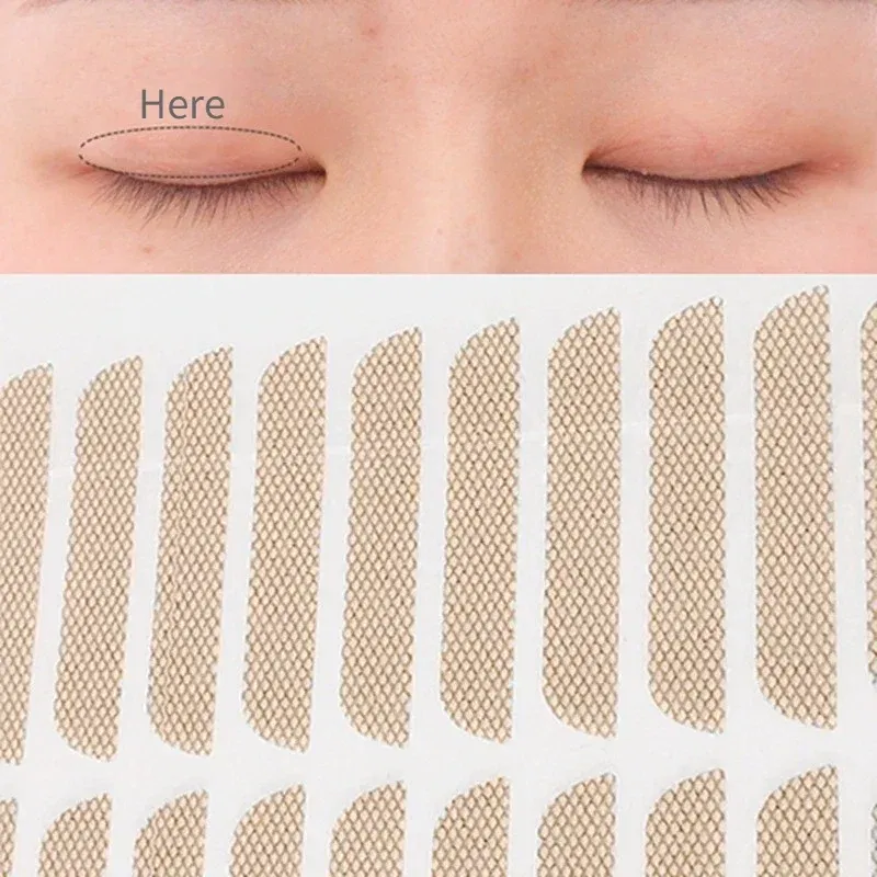 Color: Black & Silver - Natural Eye-Lift Mesh-Lace Transparent Invisible Self-adhesive Eyelid Tapes Stickers Women Invisible Double-fold Eyelid Stickers