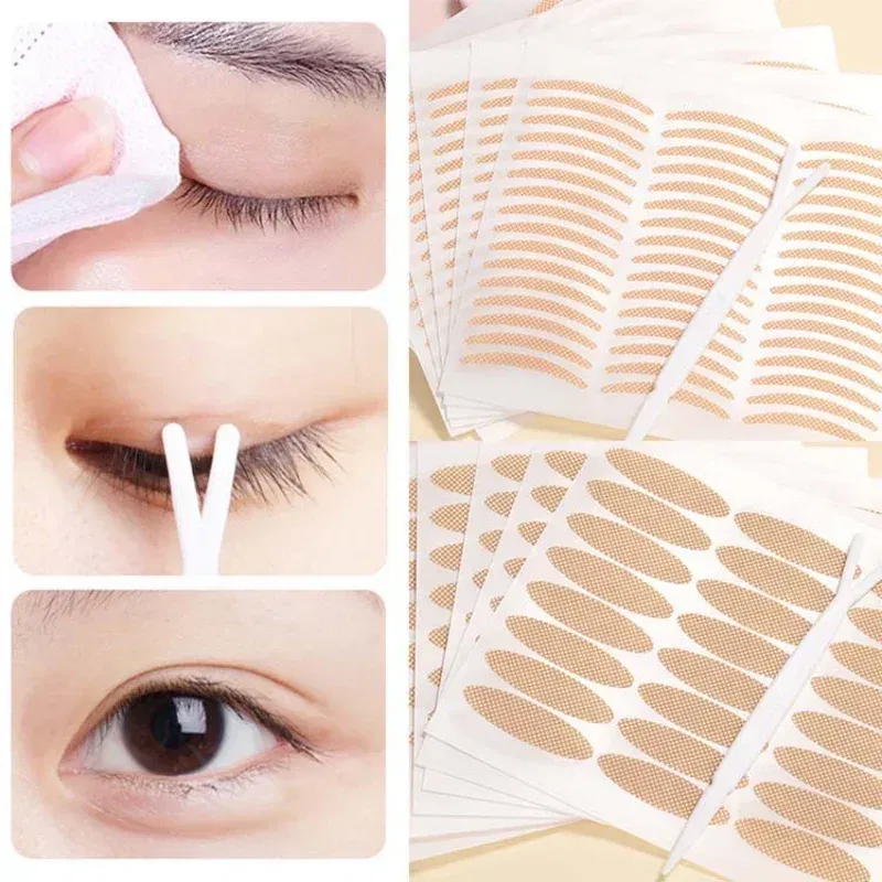 Color: Black & Silver - Natural Eye-Lift Mesh-Lace Transparent Invisible Self-adhesive Eyelid Tapes Stickers Women Invisible Double-fold Eyelid Stickers