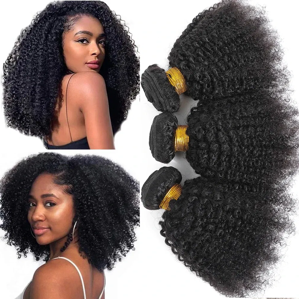 Color: Natural Color, Stretched Length: 20 20 20 - Afro Kinky Curly Bundles Brazilian 1/3 Afro Kinky Human Hair Bundles Deal 8-24" Hair Extensions Curly Human Hair Weave For Women