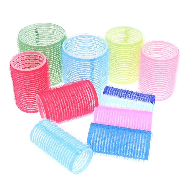 Color: Pink - 6 Pcs Hairdressing Home Use DIY Magic Large Self-Adhesive Hair Rollers Styling Roller Roll Hair Curler Beauty Tool 10 Size