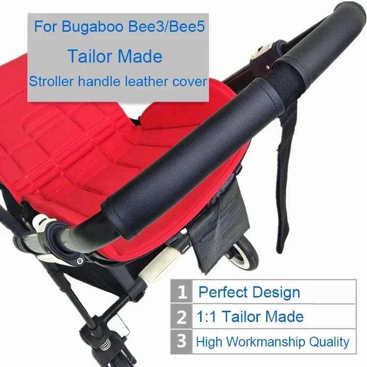 Color: Yellow - 1:1 Baby Stroller Handle Leather Protective Case Cover for Bugaboo Bee5 Bee3 Bee 5 3 6