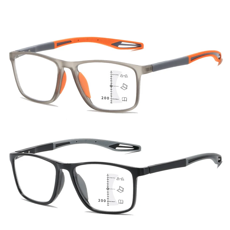 Frame Color: Black, Eye Prescription: +250 - Soft Multifocal Progressive Reading Glasses Anti Blue Light Multifocal Elderly Eyewears Men Women's Large Frame Eyeglasses
