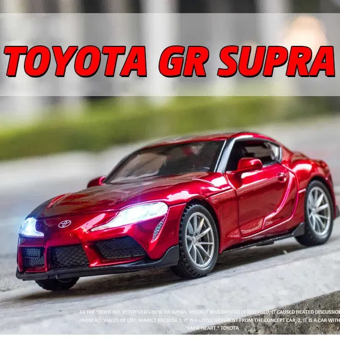 Color: black - 1:32 Toyota GR SUPRA Diecast Alloy Car Model High Simulation Metal Toy With Sound Light Pull Back For Kid Children Collection