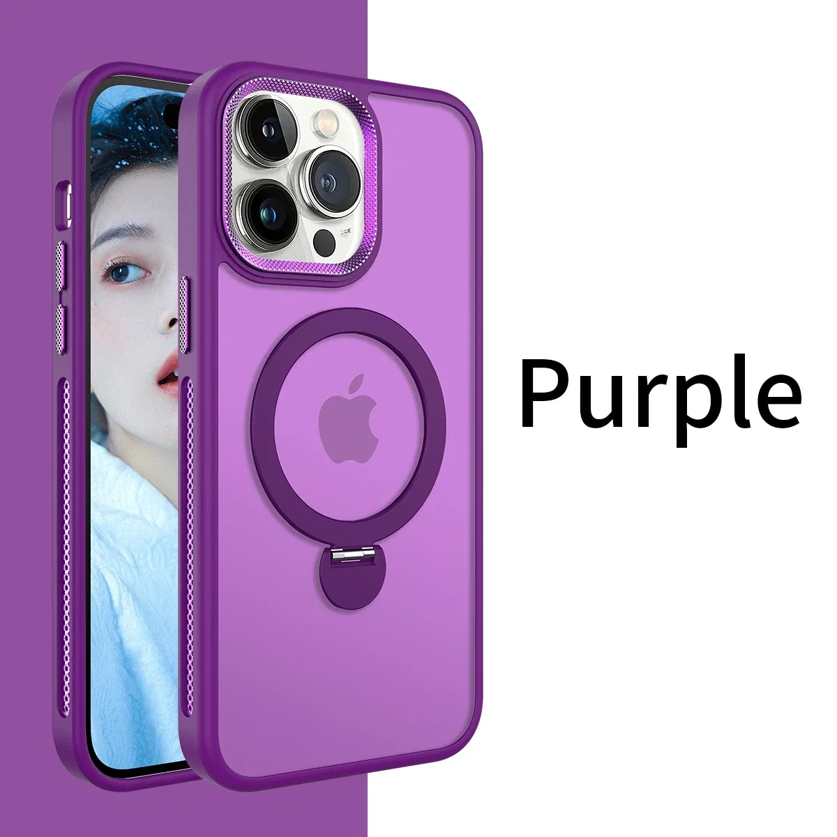 Color: Brown, Material: Nylon - For iPhone 15 Pro Max 360?° Rotation Magnetic Holder Stand Matte Phone Case For iPhone 11 12 13 14 15 Plus Heat Dissipation Cover