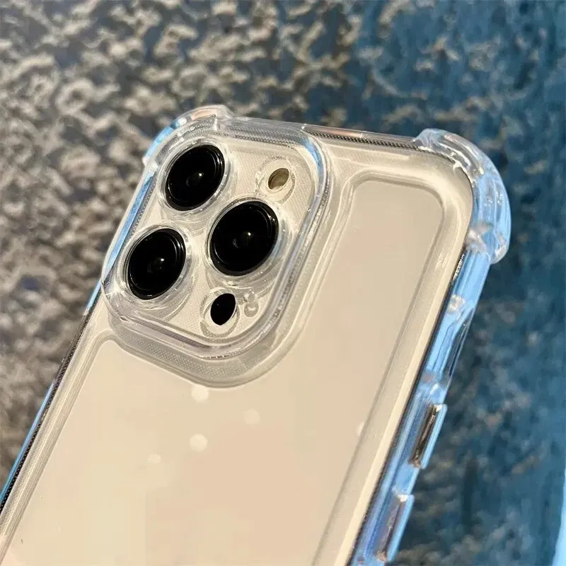 Material: ABS, Color: Clear - Vanuoxin Luxury Shockproof Case for iPhone 15 14 13 12 11 Pro Max with Electroplat Button Bumper Phone Back Cover Clear & Black