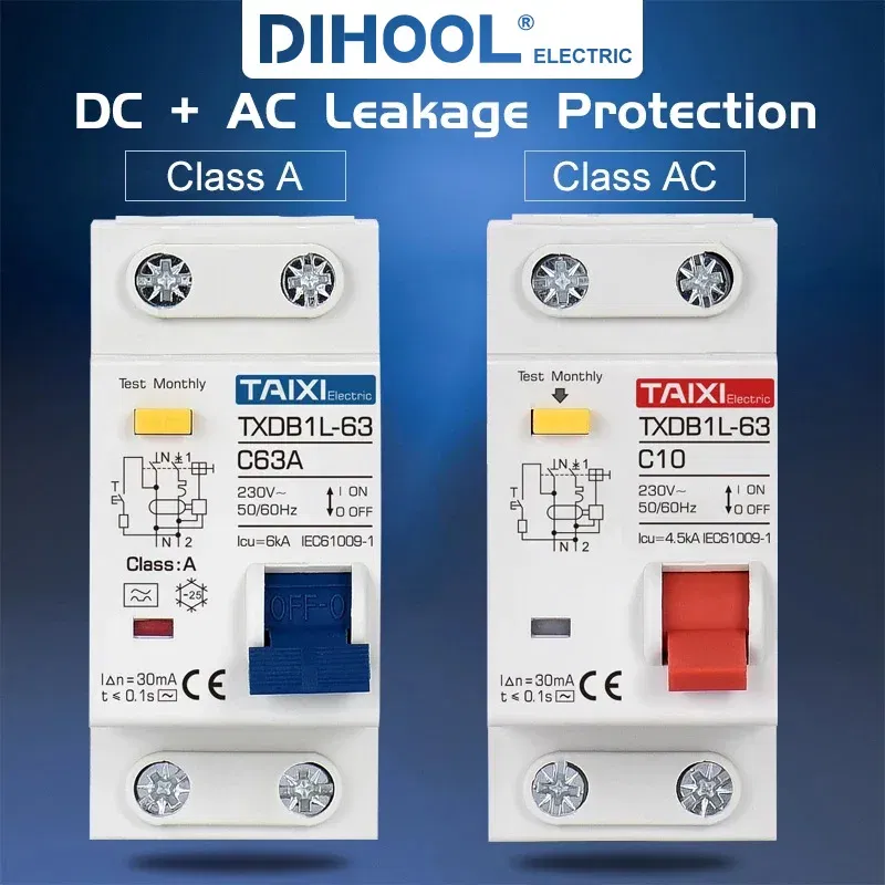 Rated Current: 20A, Ships From: CHINA, Poles Number: 4 - Type A  AC CLASS Rcbo 110V 220V RCCB 10A 20A 40A 50A 63A 30mA Residual Current Circuit Breaker Leakage WIth Overload Protection