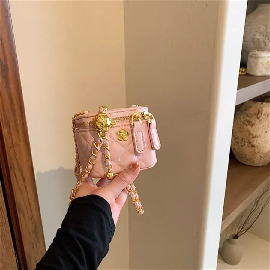 Color: SKY BLUE - New Fashion  Children's Bag Girl Baby Lingge Chain Bag Girl Crossbody Bag Handbag Bags For Girls  Free Shipping  Kids Bag