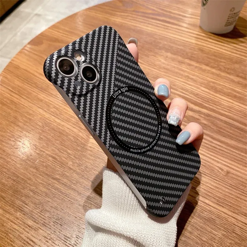 Color: Fluorescein, Material: Neoprene - Luxury Carbon Fiber for iPhone 11 14 Plus 12 13 Pro Max Magsafe Case Magnetic Wireless Hard Thin Slim Cover for iPhone 13 14 Max