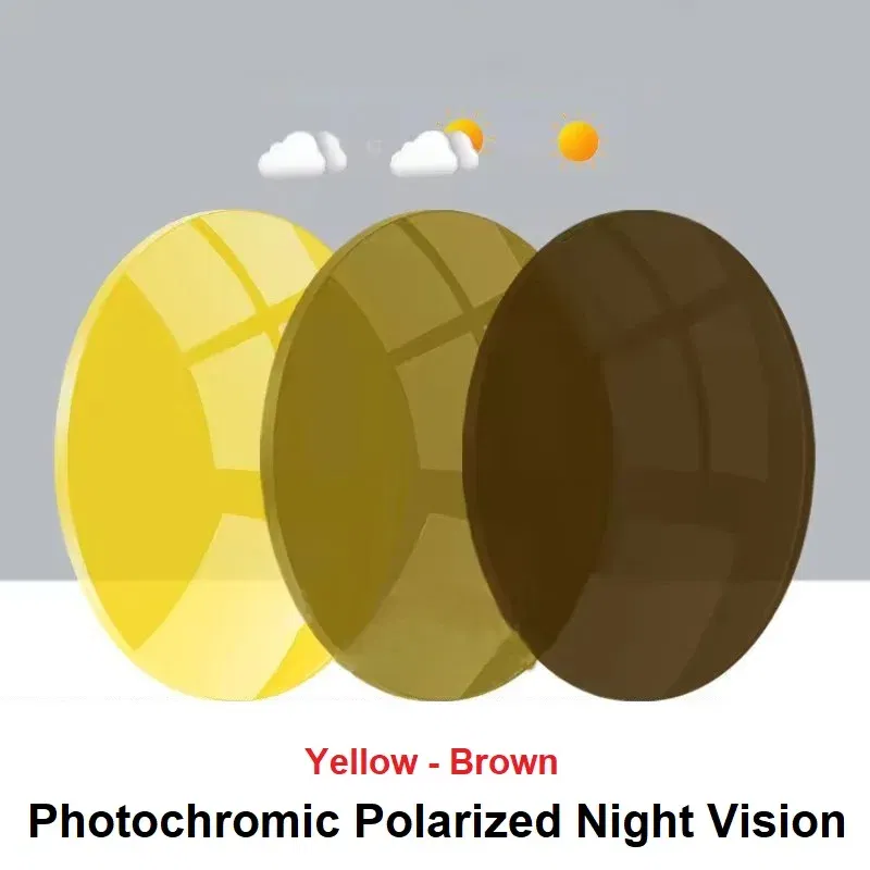Lenses Color: Yellow, Lens Index: 1.67 - 2 PCs 1.56 1.61 1.67 Photochromic Polarized Prescription Glasses Lenses Myopia Progressive Sunglasses Lens Anti-reflection/glare