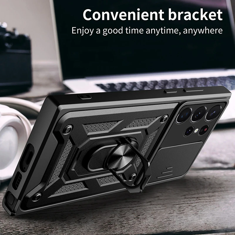 Material: Cotton Fabric, Color: Pink - Shockproof Armor Case For Samsung Galaxy S20 S21 S22 S23 S24 Plus Ultra FE With Car Magnetic Ring Holder Phone Cover