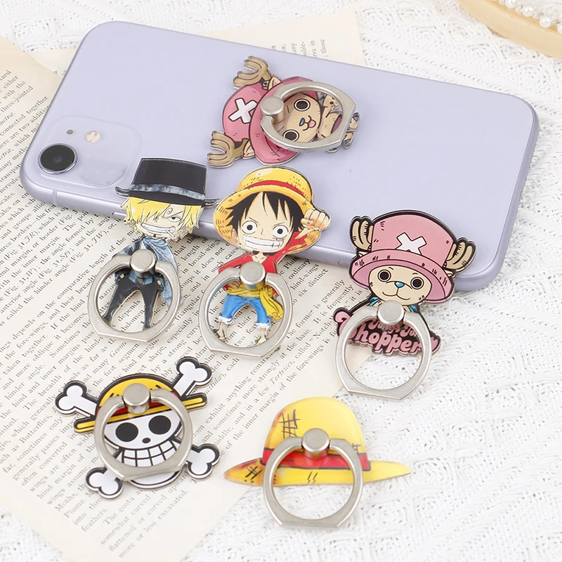 Color: Yellow - Anime One Piece Mobile Phone Stand Holder Finger Ring Chopper Luffy Phone Ring Buckle Bracket For IPhone Huawei Xiaomi All Phone