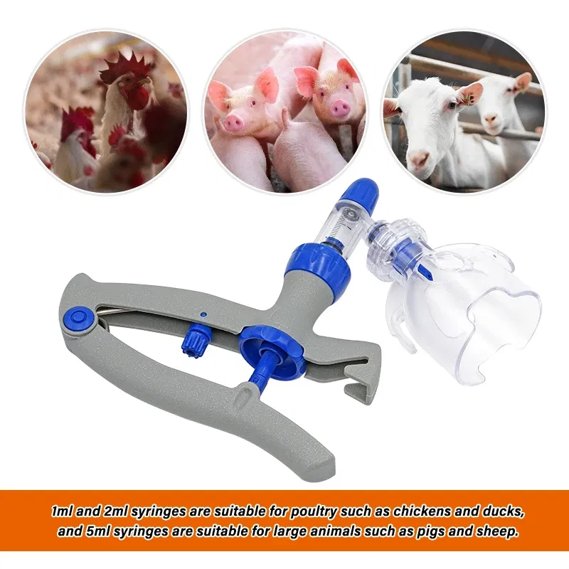 Color: Blue - 1-10ml Automatic Veterinary Continuous Syringe Animal Injection Adjustable Vaccine for Livestock Pig Cattle Sheep Chicken