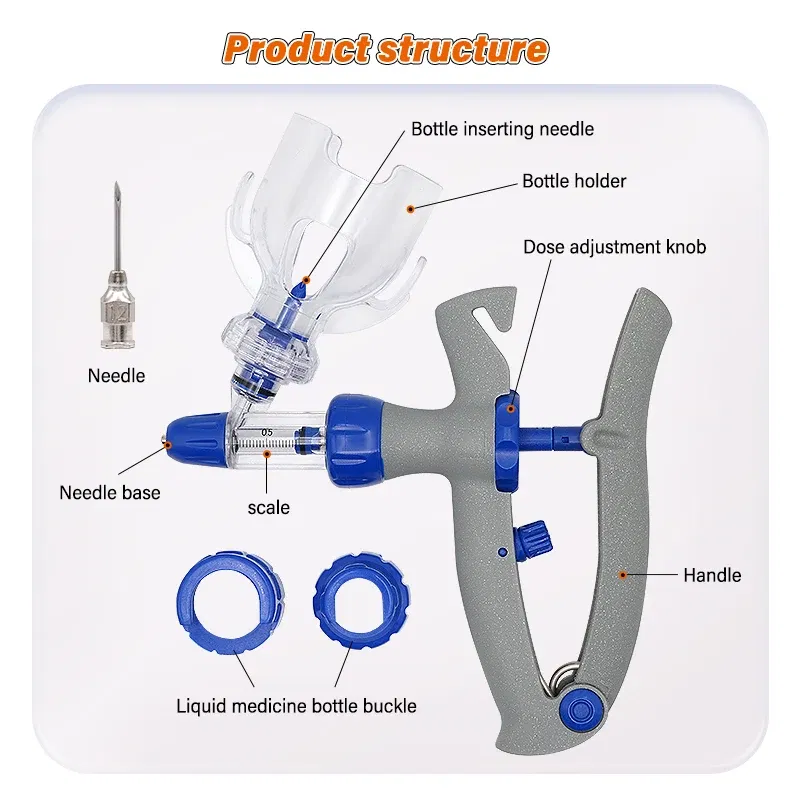 Color: Blue - 1-10ml Automatic Veterinary Continuous Syringe Animal Injection Adjustable Vaccine for Livestock Pig Cattle Sheep Chicken