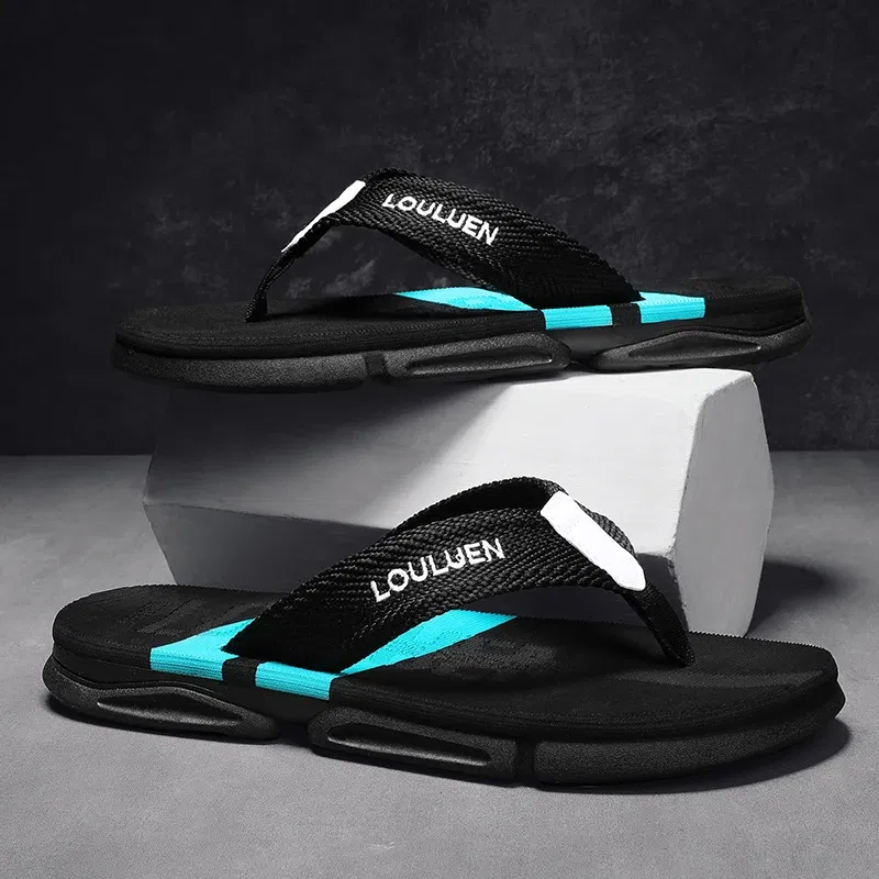 Color: Blue, Shoe Size: 40 - High Quality Men Flip Flops Summer Beach Slippers Men Fashion Casual Breathable Antiskid Beach Flip Flops Men Summer Outdoor