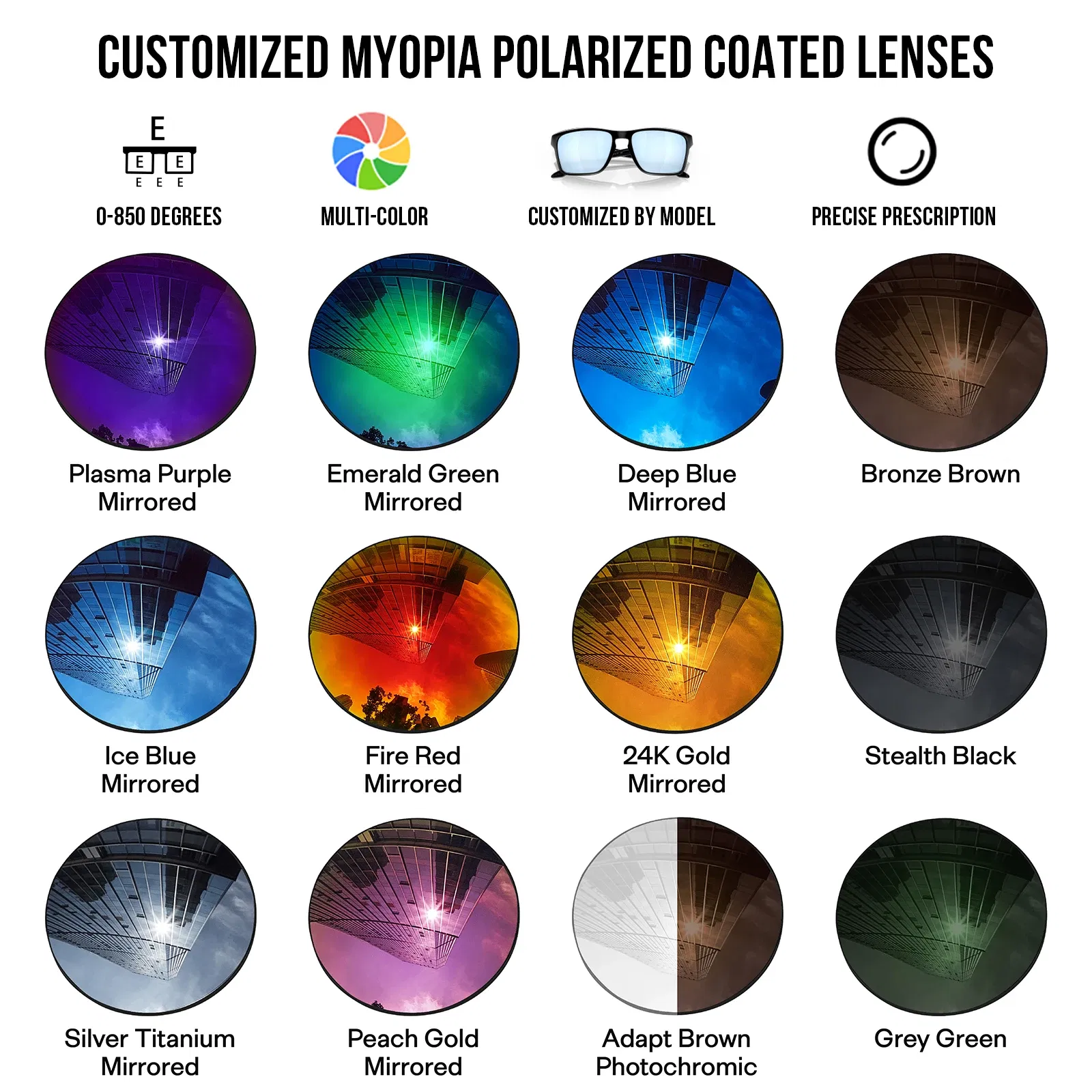 Lenses Color: Black Green, Lenses Degree: -4.00~-6.50 - HDTAC Prescription Replacement Lenses Customized Myopia Lenses Compatible With-Ray-Ban RW4012 Wayfarer(Gen 2) 53mm Sunglasses