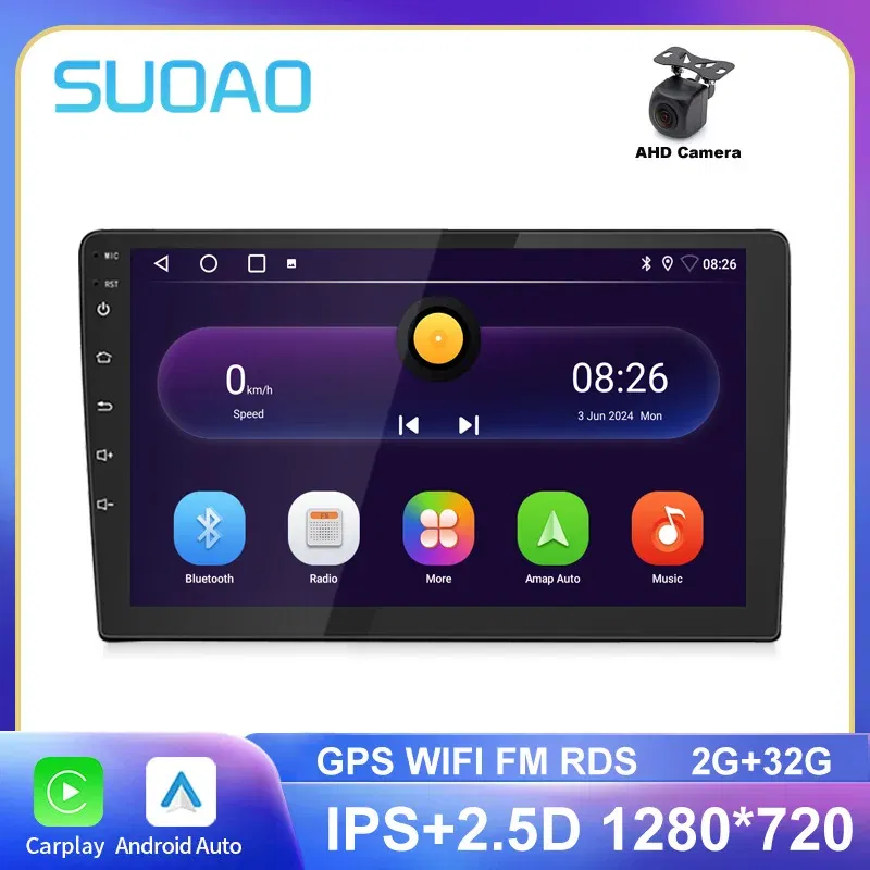 Color: Red, Ships From: CHINA - 2 Din Car Radio Carplay 1280*720 Android Auto Universal Multimedia Player GPS WIFI Autoradio Stereo Video System AHD Camera