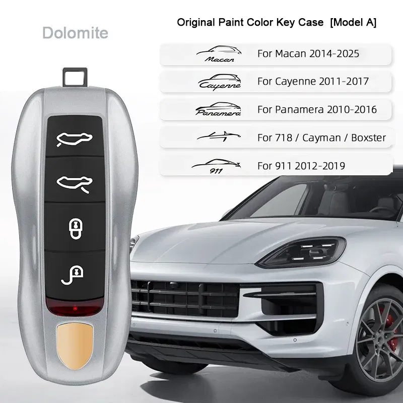 Color Name: APRICOT - For Porsche Cayenne 9ya 9yb Panamera 971 911 Targe Taycan Macan 95b Cayman 718 Boxster 2014-2025 Car Remote Smart Key Case Cover