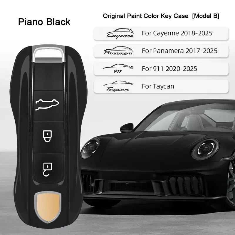 Color Name: APRICOT - For Porsche Cayenne 9ya 9yb Panamera 971 911 Targe Taycan Macan 95b Cayman 718 Boxster 2014-2025 Car Remote Smart Key Case Cover