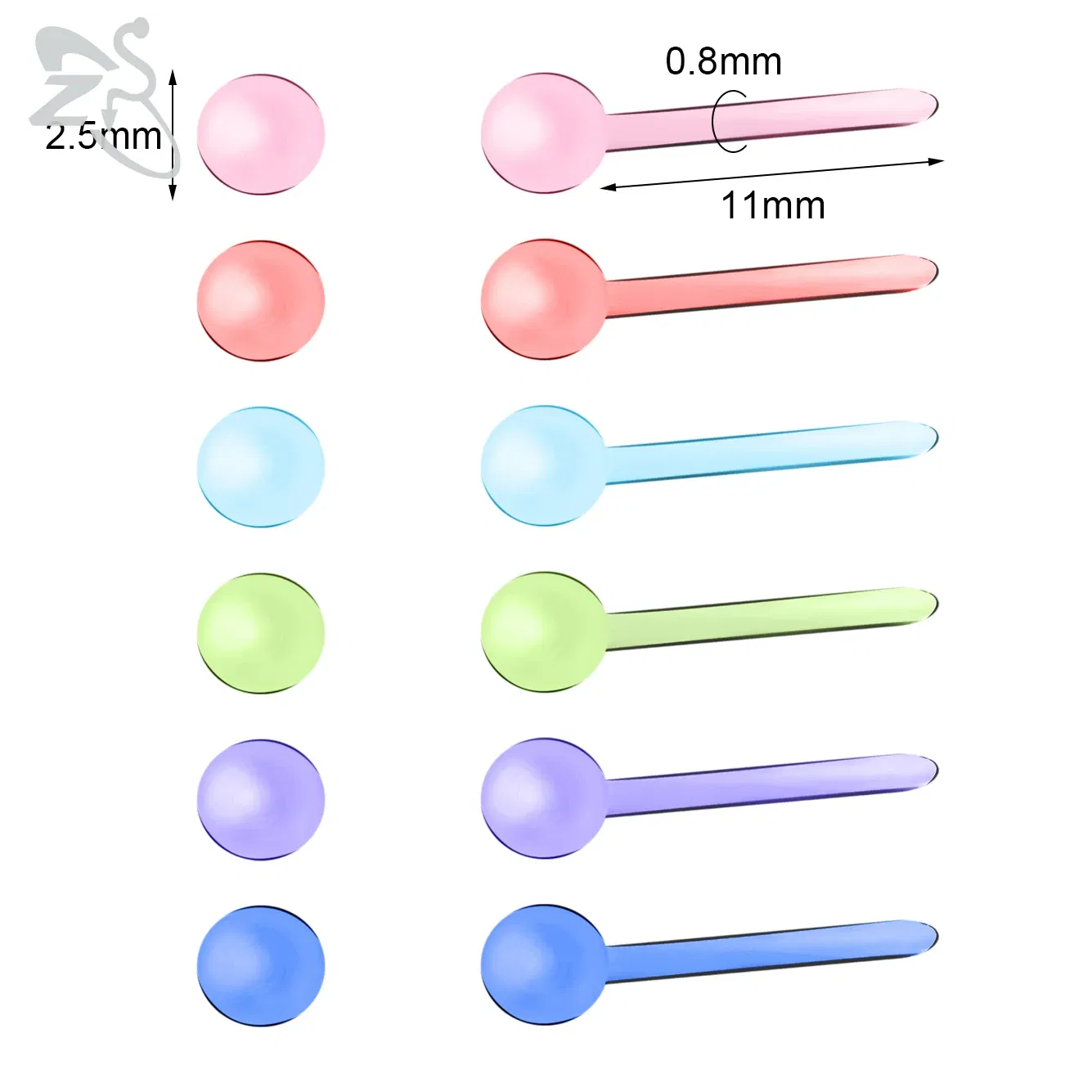 Metal Color: Titanium Plated - ZS 10-50pcs/lot Colorful Acrylic Stud Earring Invisible Transparent  Anti-allergy Ear Pin 20G Star Ball Curing Ear Hole Retainer