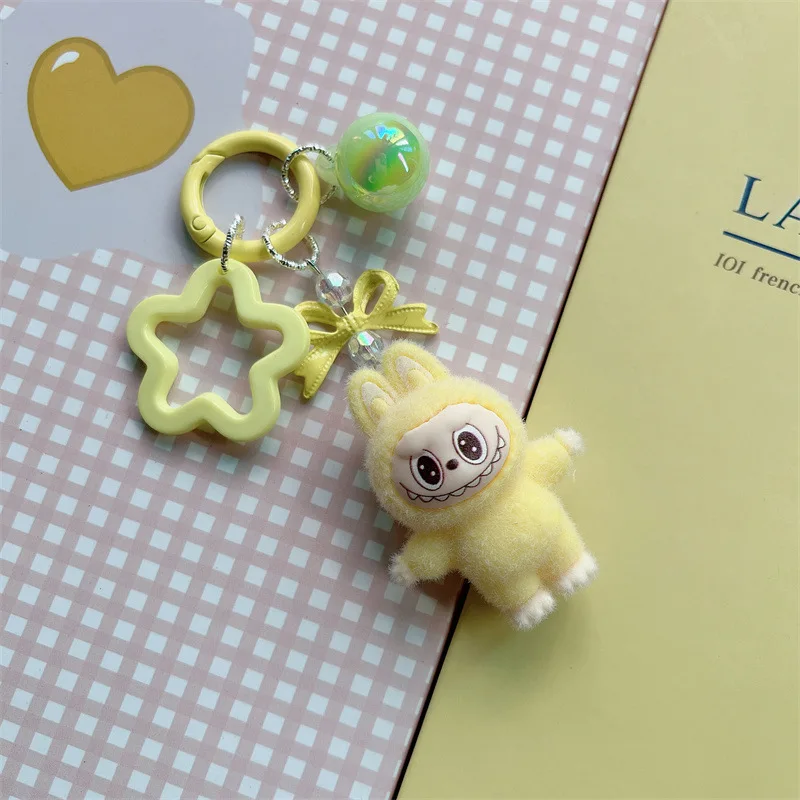Color: Yellow, Ships From: CHINA - Cute flocking anime keychains, charming 3D accessories, car key rings, jewelry, cartoon phone pendants, gifts