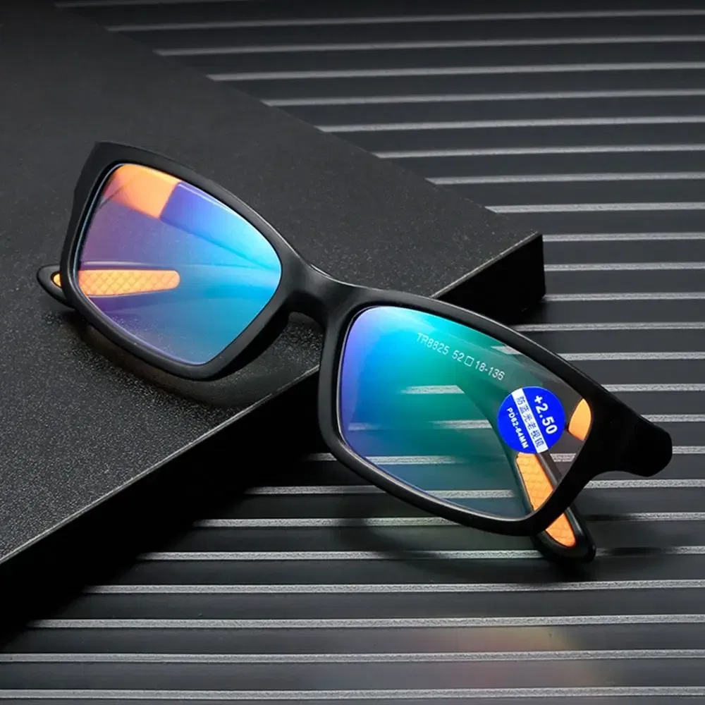 Frame Color: Red, Eye Prescription: +150 - Reading Glasses Men Fashion Sports Anti-blue Light Blocking Reading Eyewear Grey Red TR90 Frame Presbyopia Eyeglasses