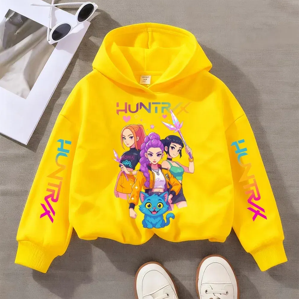Color: Gold, Kid Size: 122 - KPOP Demon Hunters Children's Sweatshirt Girls' Clothes Girls' Sweatshirt autumn 2024 New Cute Fashion Hoodie