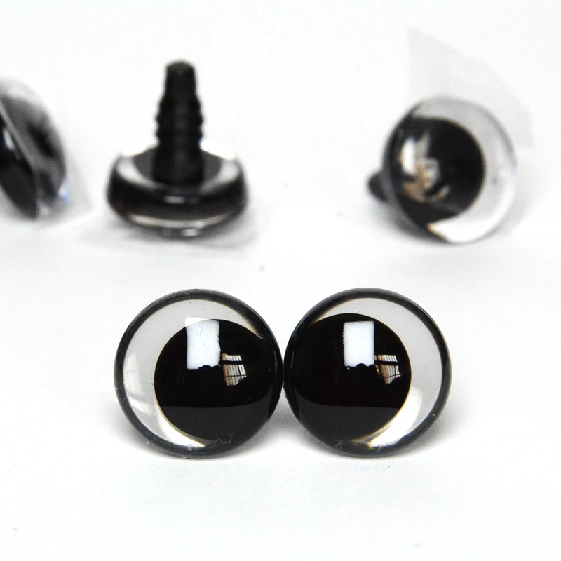 Color: WHITE, Size: M - 20pcs 12mm 14 16 18 20 25 30mm 3D Cartoon Clear toy animal safety strange eyes doll eyes eyes with hard washer-size option