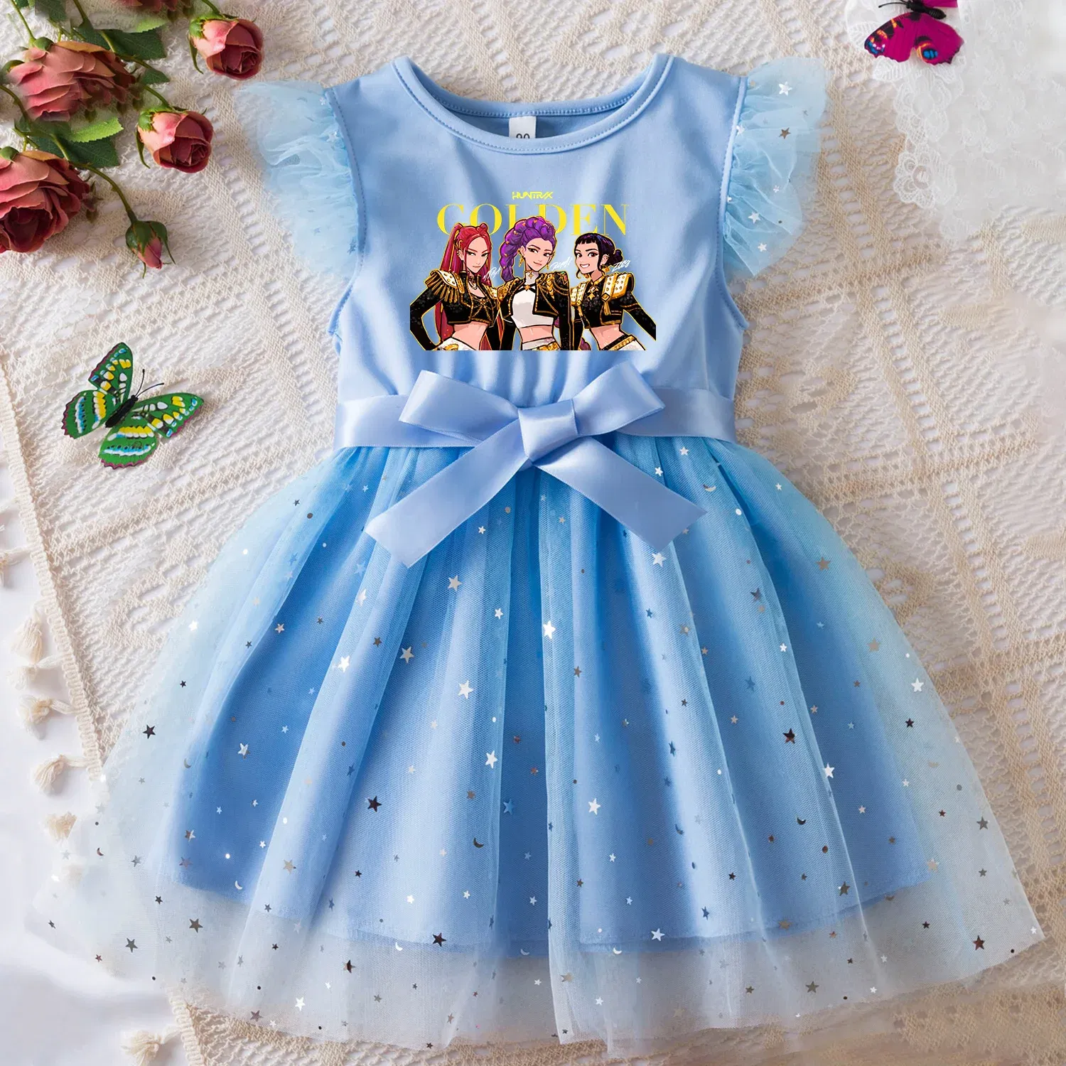 Color: Burgundy, Size: One Size, Height: 164 - KPop Demon Hunters Girls Dress Kids Party Halloween Carnival Birthday Party Clothes Princess Tutu Dresses Costume Children Gift