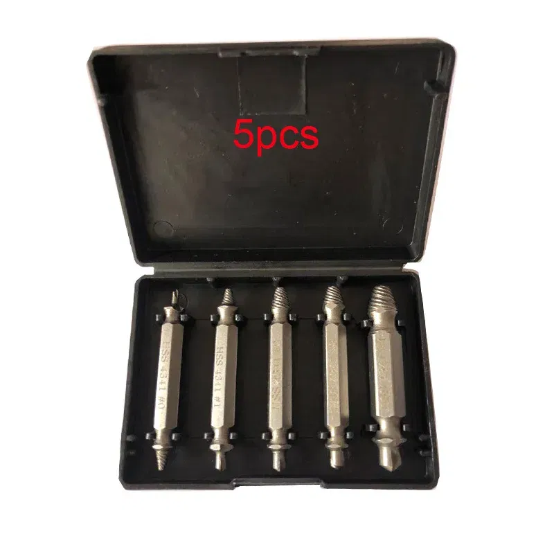 Color: Red - HSS Extractor Double Head Screw Slide Tooth Removal Screwdriver Screwdriver Bit Broken Wire 6pc Tool Set