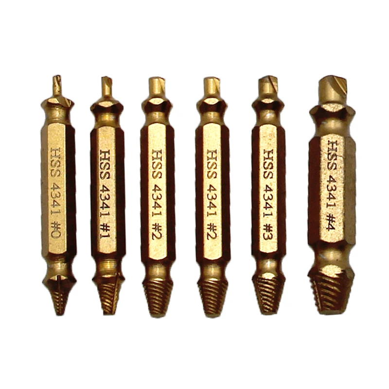 Color: Red - HSS Extractor Double Head Screw Slide Tooth Removal Screwdriver Screwdriver Bit Broken Wire 6pc Tool Set