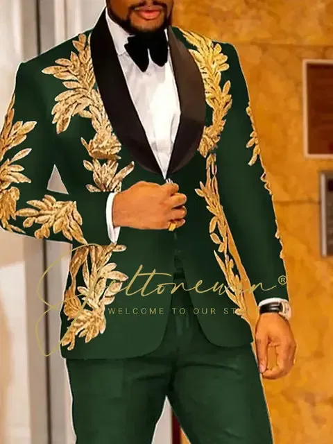Color: Red, Size: 4XL - Luxury Groom Wedding Tuxedos Gold Sequins Appliques Black Men Suits Slim Fit Costume Homme Marriage Prom Suits