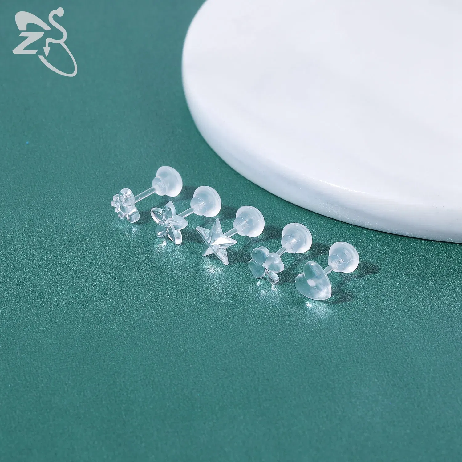 Metal Color: Antique Silver Plated - ZS 10-50pcs/lot Colorful Acrylic Stud Earring Invisible Transparent  Anti-allergy Ear Pin 20G Star Ball Curing Ear Hole Retainer