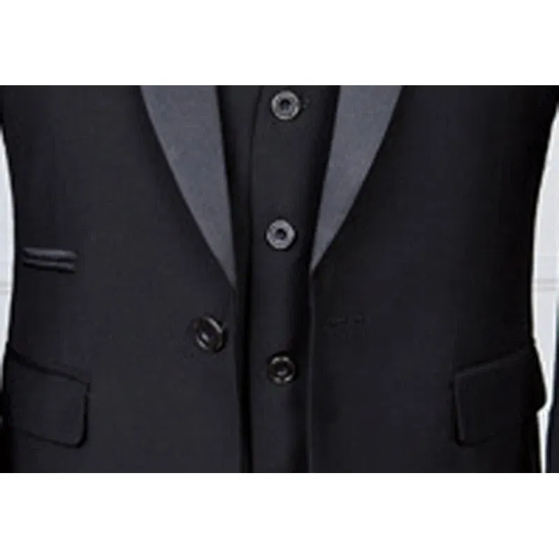 Color: Navy Blue, Size: XXXL - Shenrun Men Tuxedo Slim Fit Fashion Suit Wedding Shawl Lapel 3 Pieces Skinny Single Breasted Jacket Party Prom Singer Costume