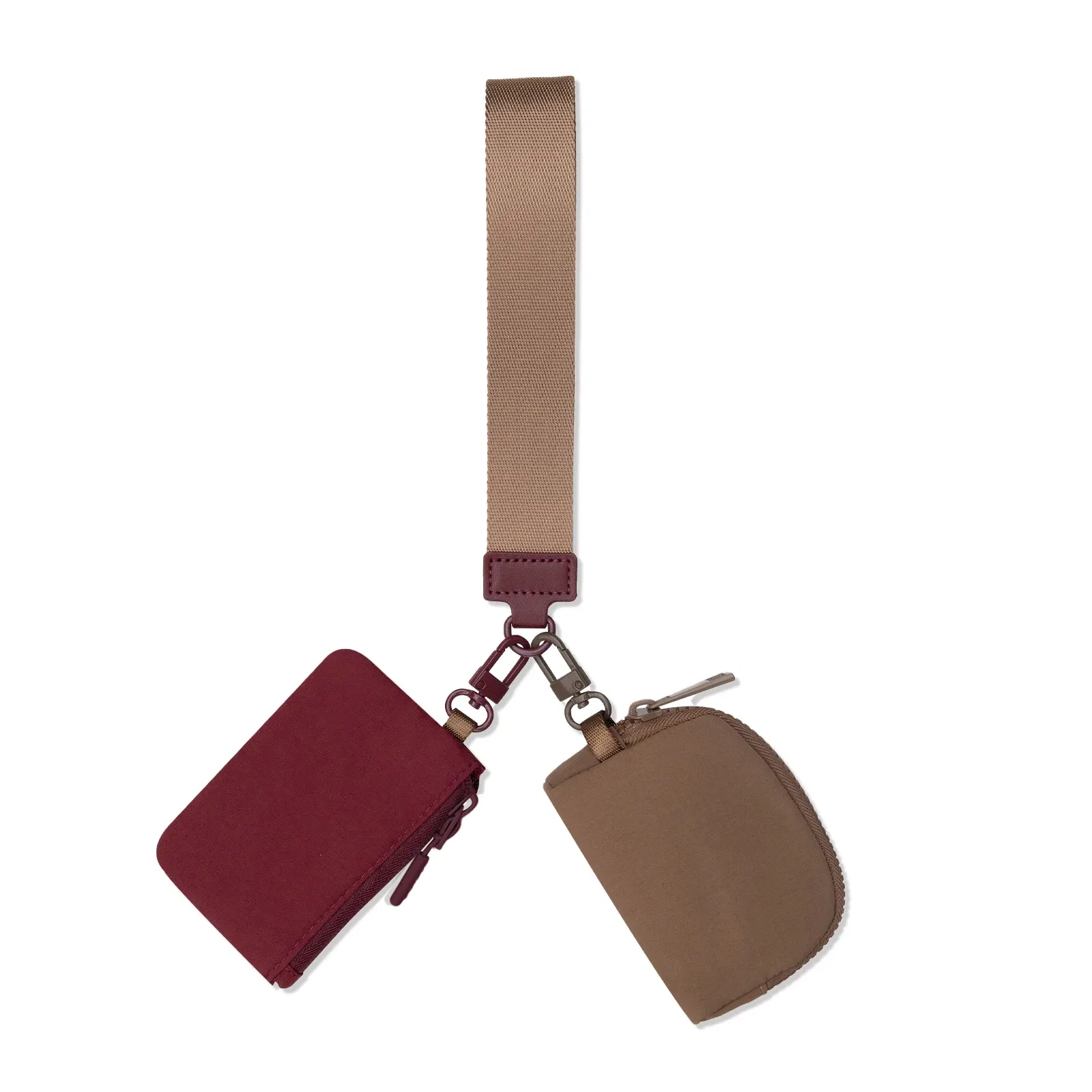 Color: Gold - Mini Dual Coin Pouch Solid Color Wristlet Keychain Wallet Change Pocket Handbag lulu Coin Purse Women Portable  Key Card Holder