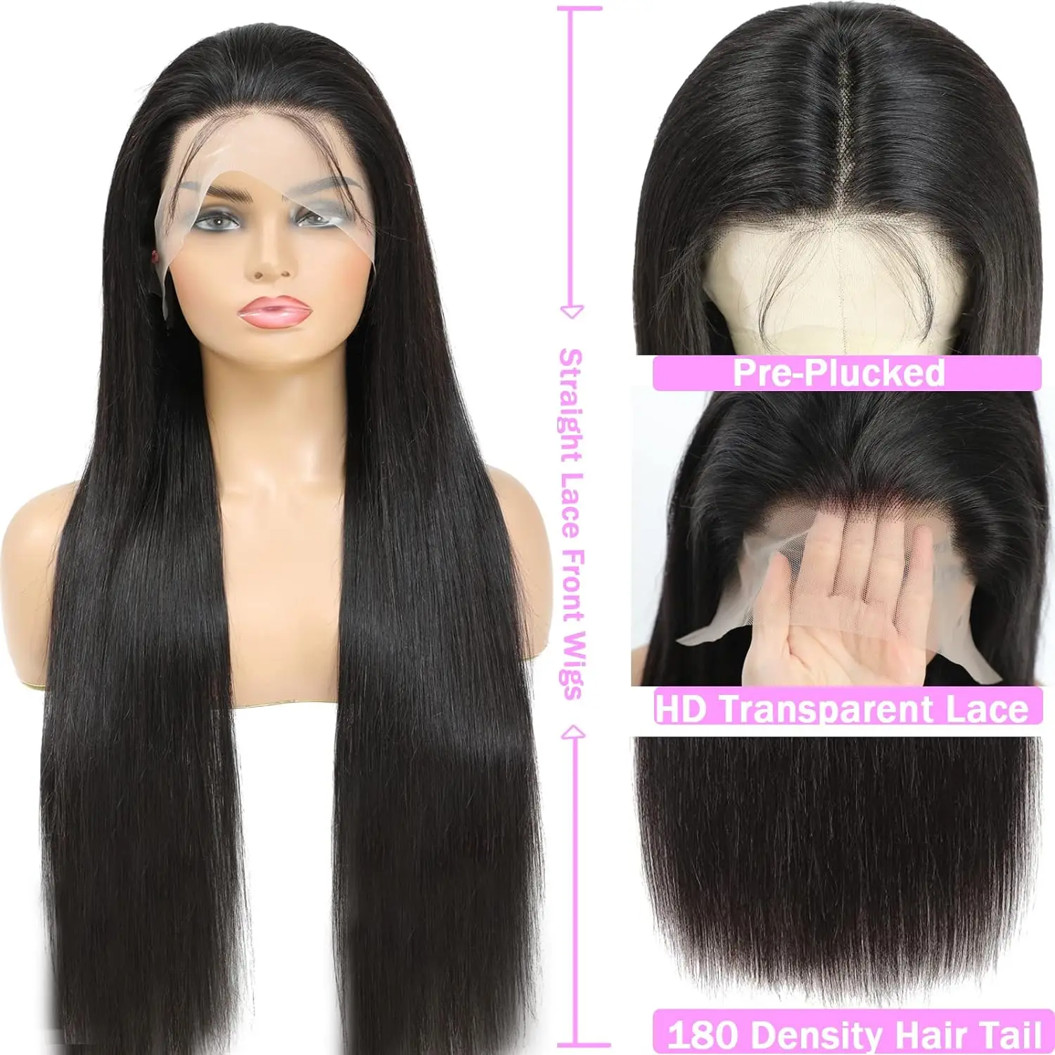 Color: T1B/613, Stretched Length: 26inches, Density: 240%, Lace Size: 13x4 - 26 28 30 180%straight hd lace frontal human hair wigs 13x4 HD Lace Frontal Human Hair Wigs For Women? 100% human hair pre-cut wig