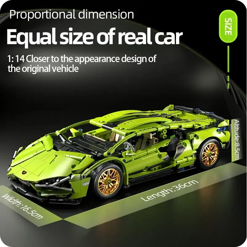 Color: Wood - Technical Racing Sport Car 1280PCS Model Building Blocks City Mechanical Speed Vehicle Supercar Brick Puzzle Toys Kid Adult Gift