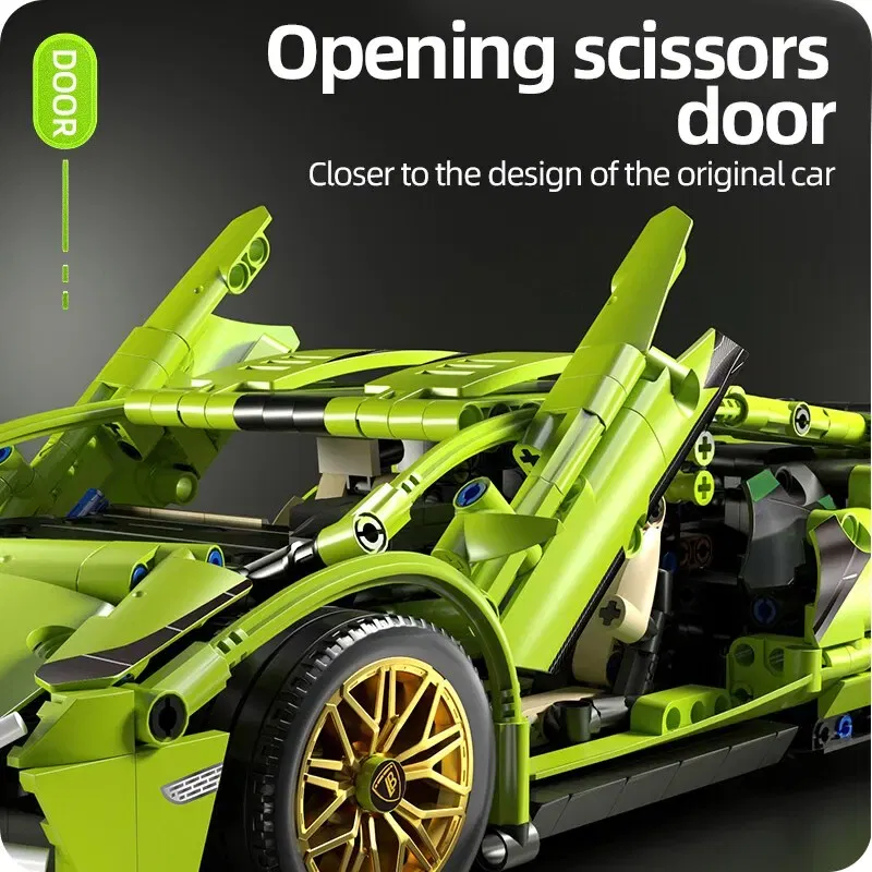 Color: Wood - Technical Racing Sport Car 1280PCS Model Building Blocks City Mechanical Speed Vehicle Supercar Brick Puzzle Toys Kid Adult Gift