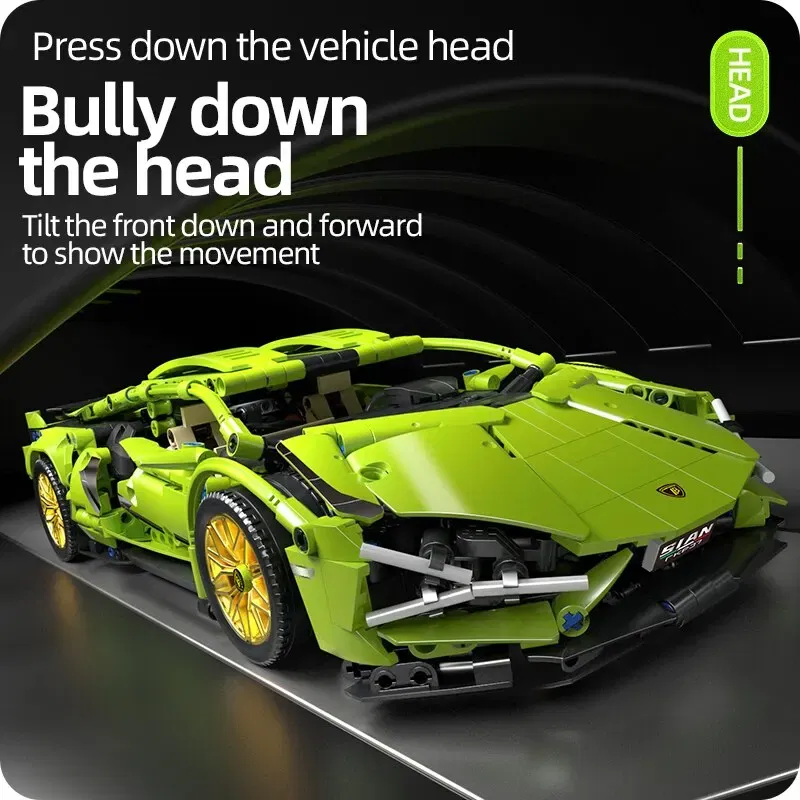 Color: Wood - Technical Racing Sport Car 1280PCS Model Building Blocks City Mechanical Speed Vehicle Supercar Brick Puzzle Toys Kid Adult Gift