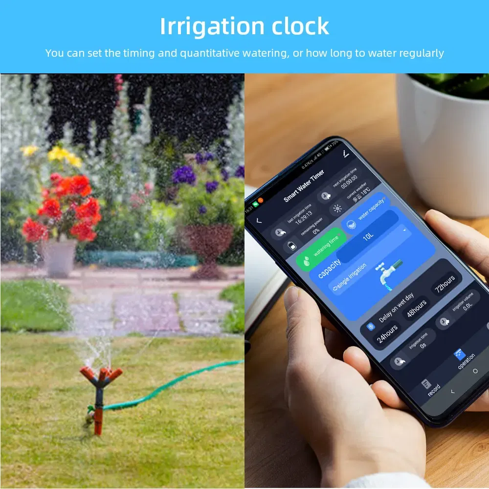 Color: grey - Tuya Zigbee Garden Watering Timer Smart Sprinkler Drip Irrigation System Built-in Water Flow Recorder With Soil Tester Gateway