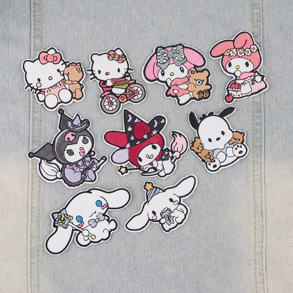 Color: Laser Bright - Anime White Dog Patches for Clothing Kawaii Embroidered Patches on Clothes Stickers DIY Ironing Appliques Jacket Jeans Stripes