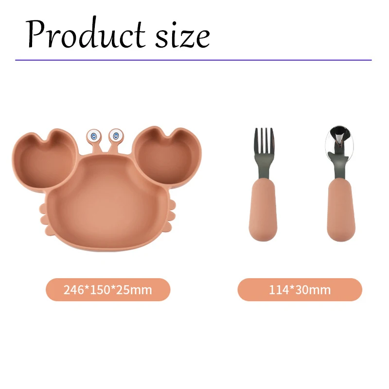 Color: Red, Ships From: CHINA - Baby Bowls Plates Fork spoon Set Silicone Suction Feeding Food Tableware BPA Free Non-Slip Baby Dishes Crab Food Feeding Bowl
