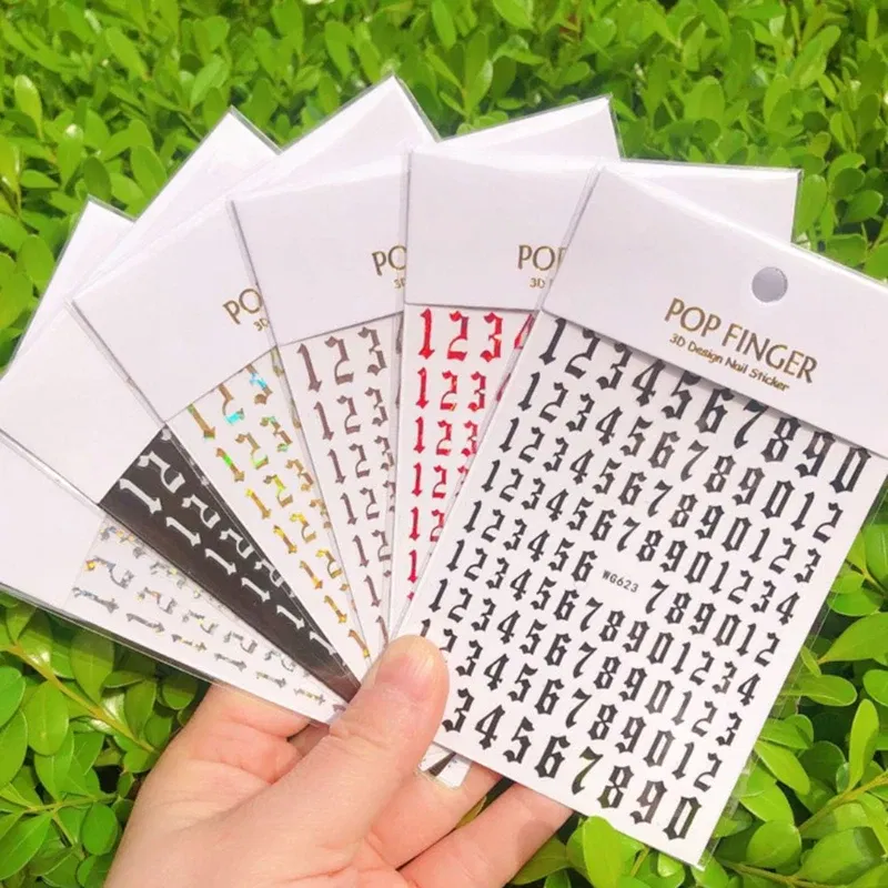 Color: PURPLE - 1PCS New English Alphabet Nail Stickers Multi-Color Laser Reflective Nail Slider Art Cool Text Nail Kit