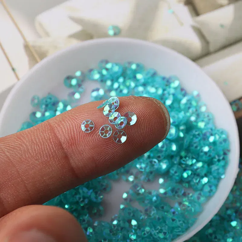 Color: antique silver - 10g/pack 3mm Cup PVC Round Transparent Crystal Loose Sequins Sewing Wedding Craft Women Kids DIY Garment Nail Accessories
