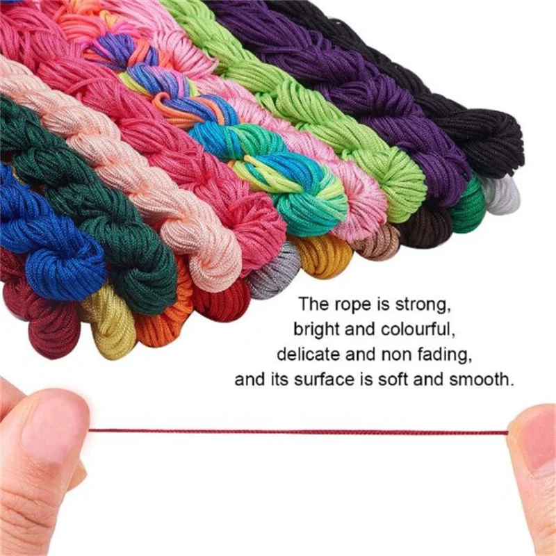 Color: Red - 24m Polyester Braided Jade Thread For DIY Handmade Necklace Bracelet Trinket Pendant Braided Accessories Jewelry Making Finding