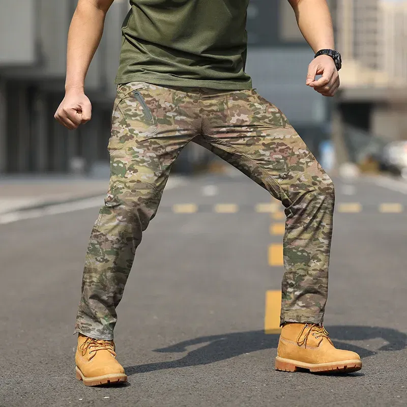 Color: Blue, Size: S - Archon X9 Tactical Pants Slim Fit Waterproof Camouflage Training Pants Spring Autumn Breathable Waterproof Overalls Loose Wear