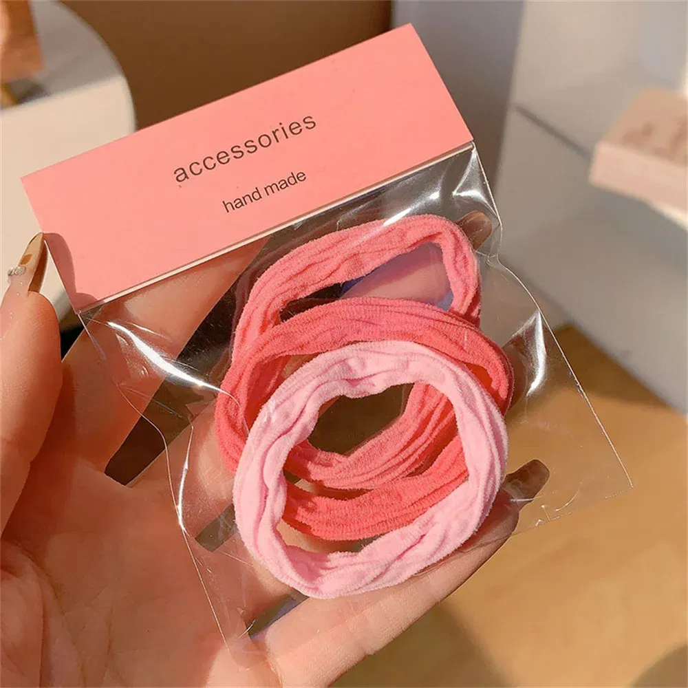 Color: black - 5pcs/Set Simple Bow Hair Ties Ropes Colorful Elastic Seamless Ponytail Holder Rubber Band For Toddler Girls