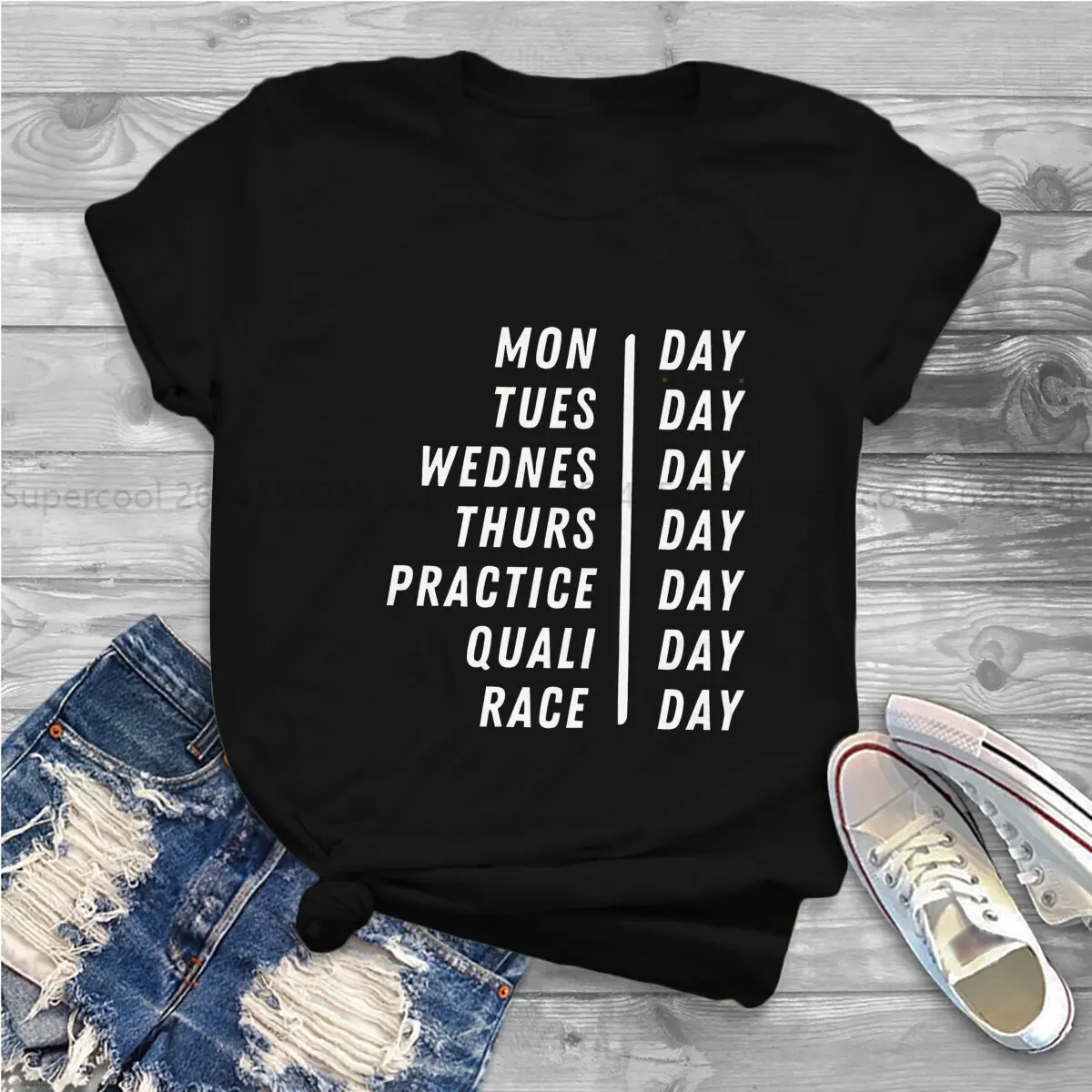 Color: WHITE, Size: L - Race Week Newest Polyester TShirts F1 Formulate 1 Racing Female Style Streetwear T Shirt O Neck