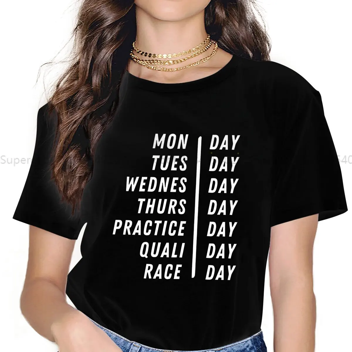 Color: WHITE, Size: L - Race Week Newest Polyester TShirts F1 Formulate 1 Racing Female Style Streetwear T Shirt O Neck