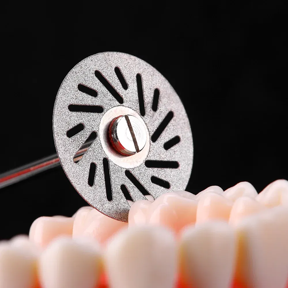 Color: Silver - 5 Pcs Dental Lab 0.20mm Ultra-thin Diamond Cutting Disc Double Sided Disk For Separating Polishing Ceramic Crown Plaster